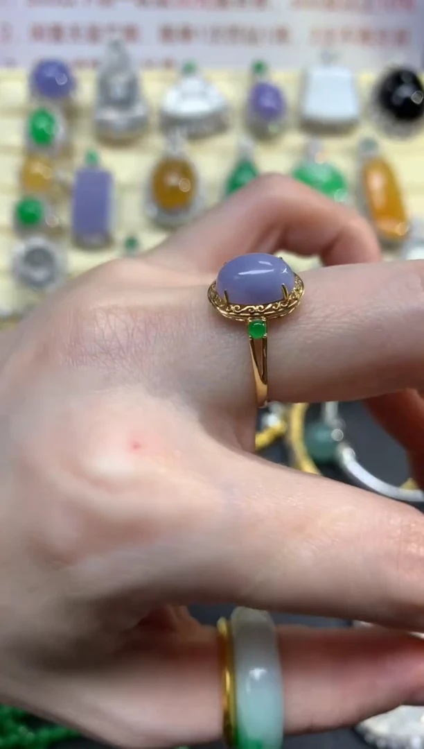 翡翠戒指18K金镶嵌戒指|1300+130