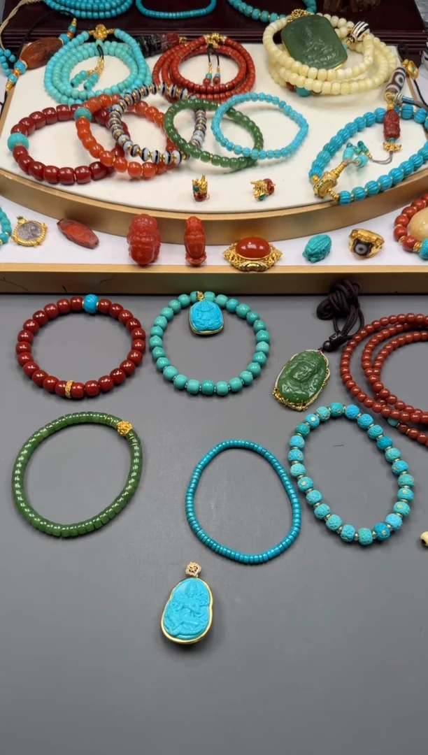 18K金镶嵌绿松石手串芝*~11111