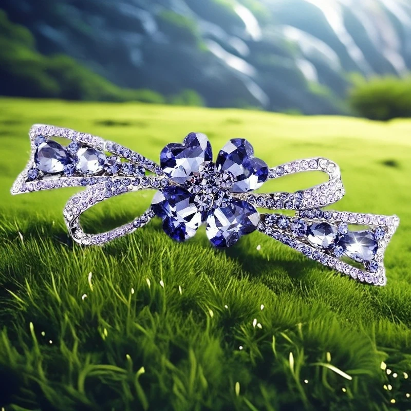 锌合金水钻发饰 中号发夹后脑勺夹子头饰气质顶夹盘发弹簧夹发卡