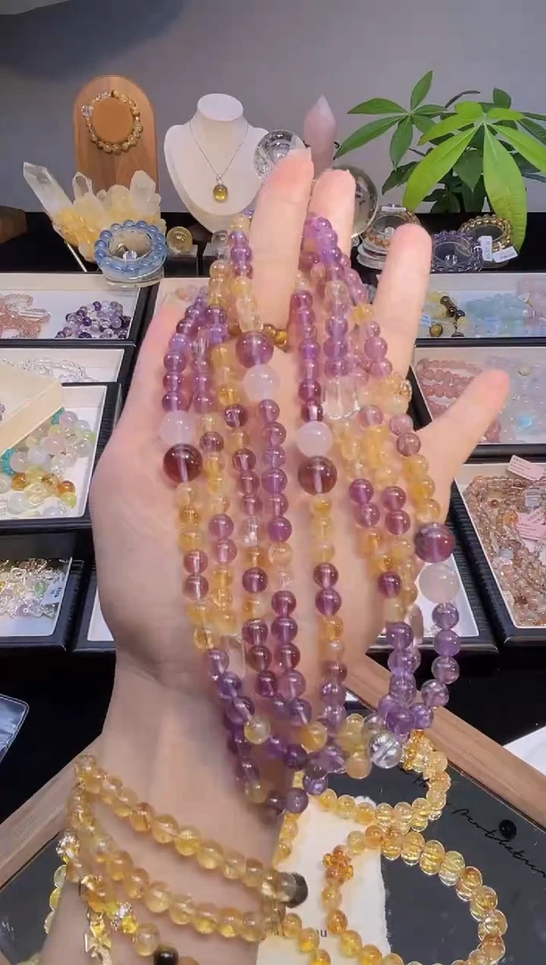 未镶嵌手串水晶双圈黄紫水晶