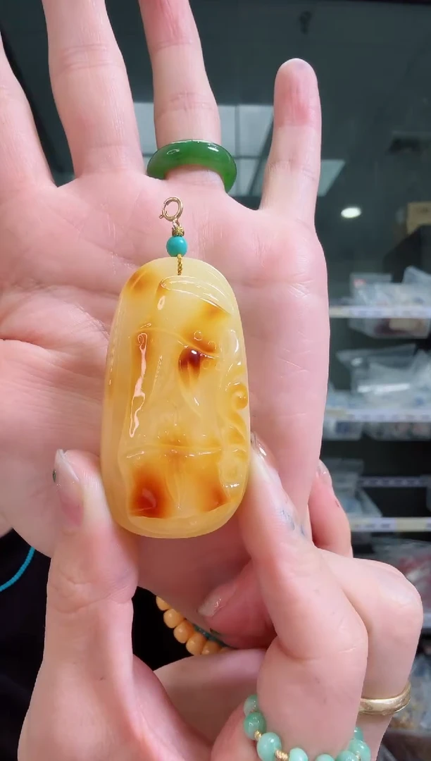 琥珀颈饰银S925镶嵌十**界AA1-