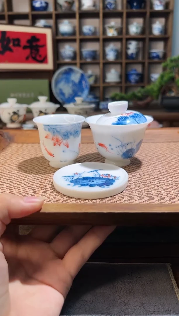 90cc左右-荷花盖碗+大主人杯+杯垫