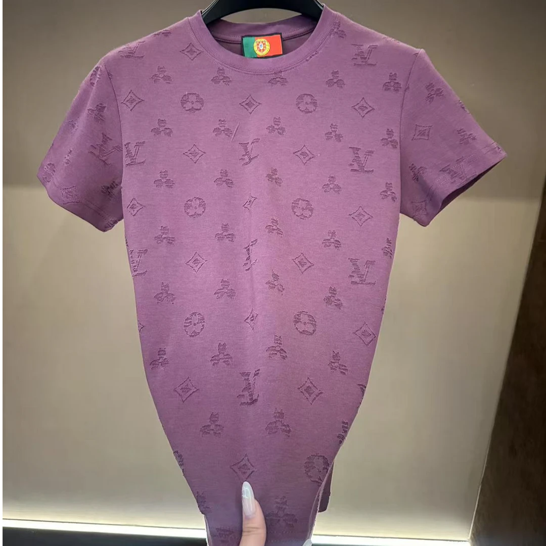 Y早春新款男士烧花工艺高级感半袖T恤K922