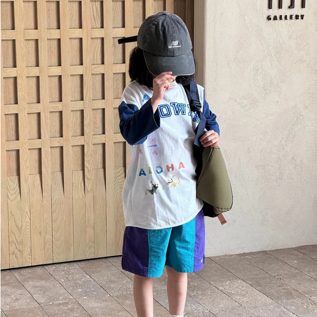 W272347【插肩字母】休闲百搭宽松儿童长袖七分袖