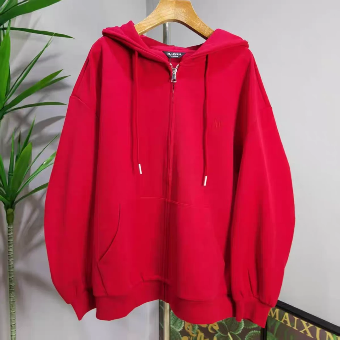 麦寻2025春wambs06b新款时尚百搭休闲连帽拉链卫衣外套女上衣