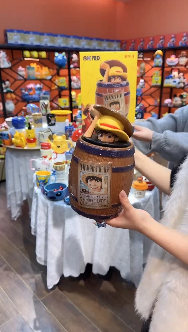 瓷片@@海贼王木桶路飞陶瓷储物罐