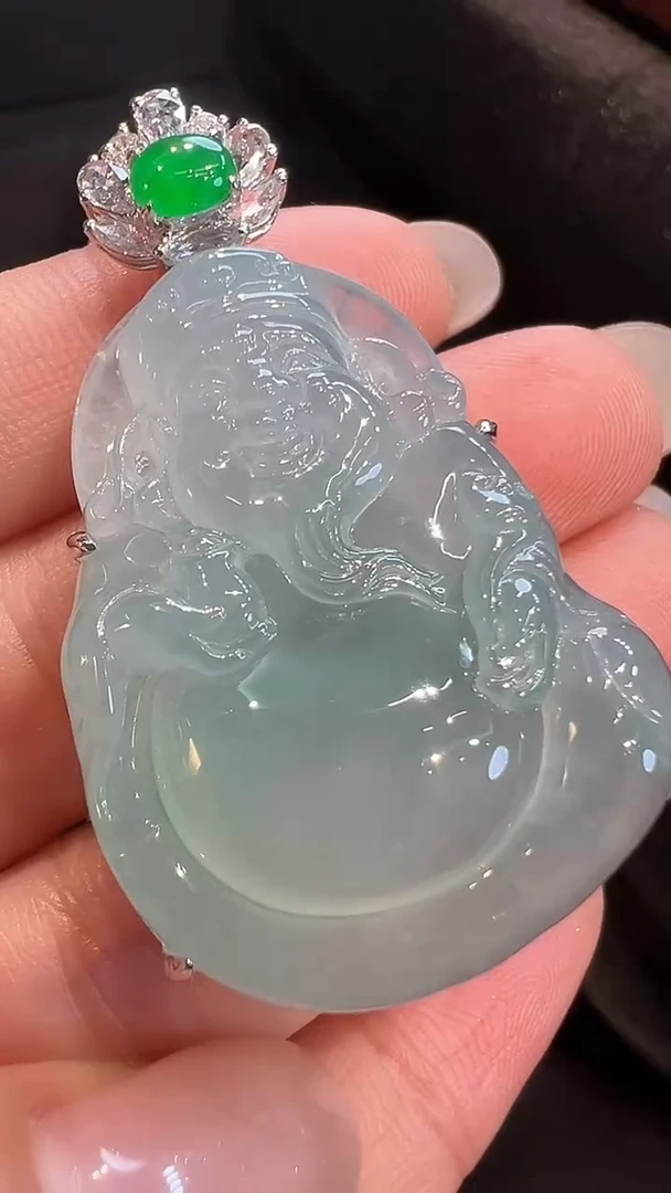 吊坠(不含链)18K金镶嵌翡翠AL6