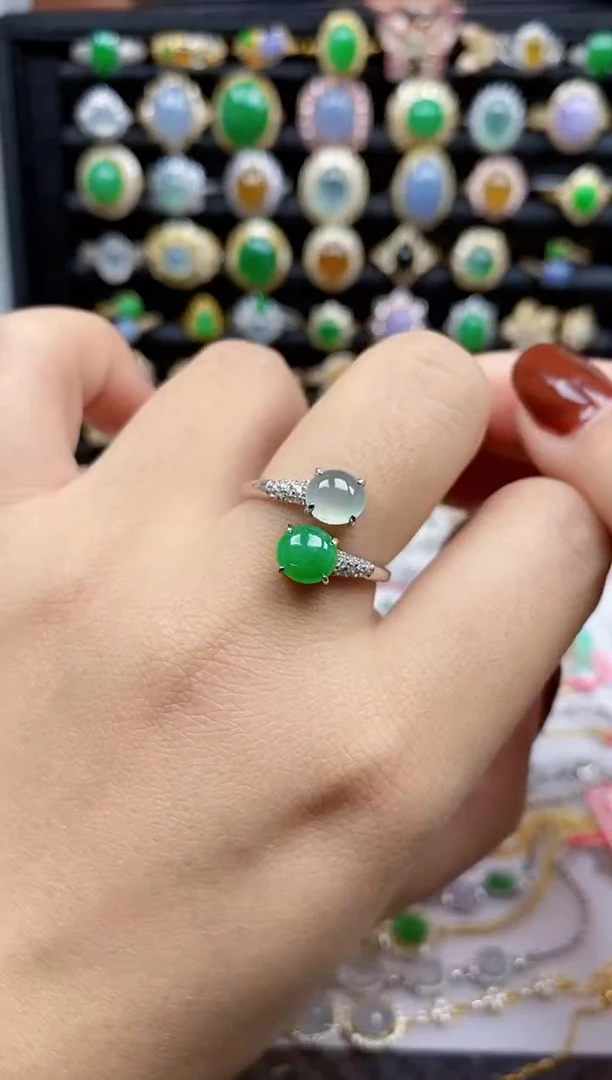 银S925镶嵌戒指翡翠9526