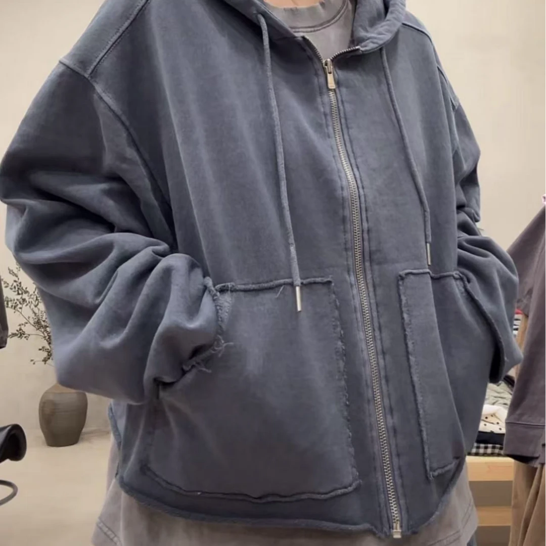 韩国正品不支持退换/VA/水洗做旧帽衫/0224