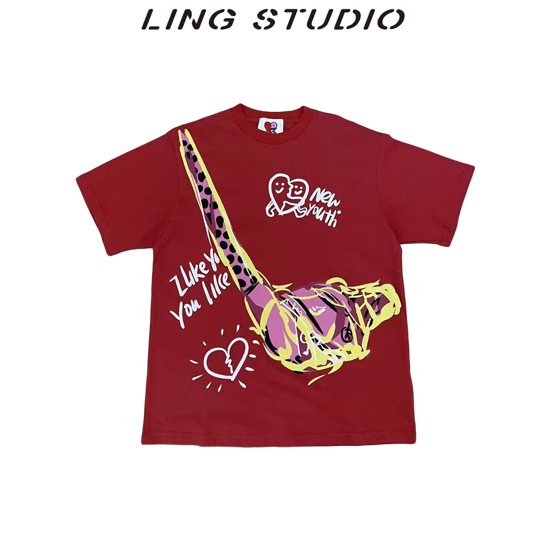 040112-KK3 零零『夏日烟火』南油设计款休闲减龄百搭创意印花T恤