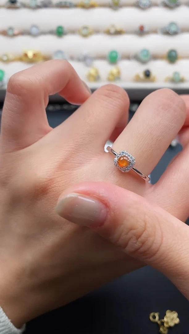 银S925镶嵌戒指翡翠66666666+9