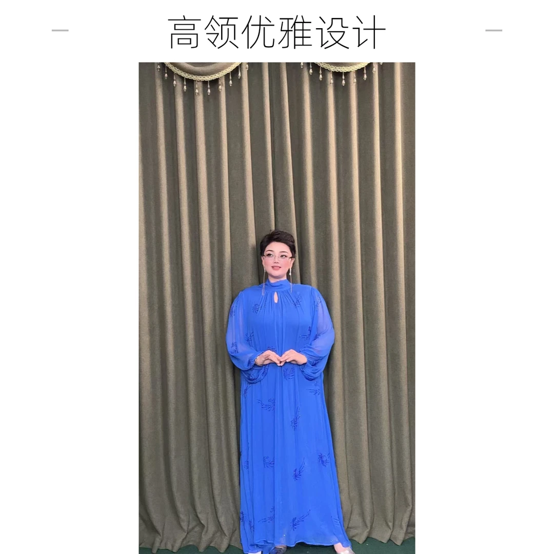 迪拜风民族风大码女装中长款连衣裙001