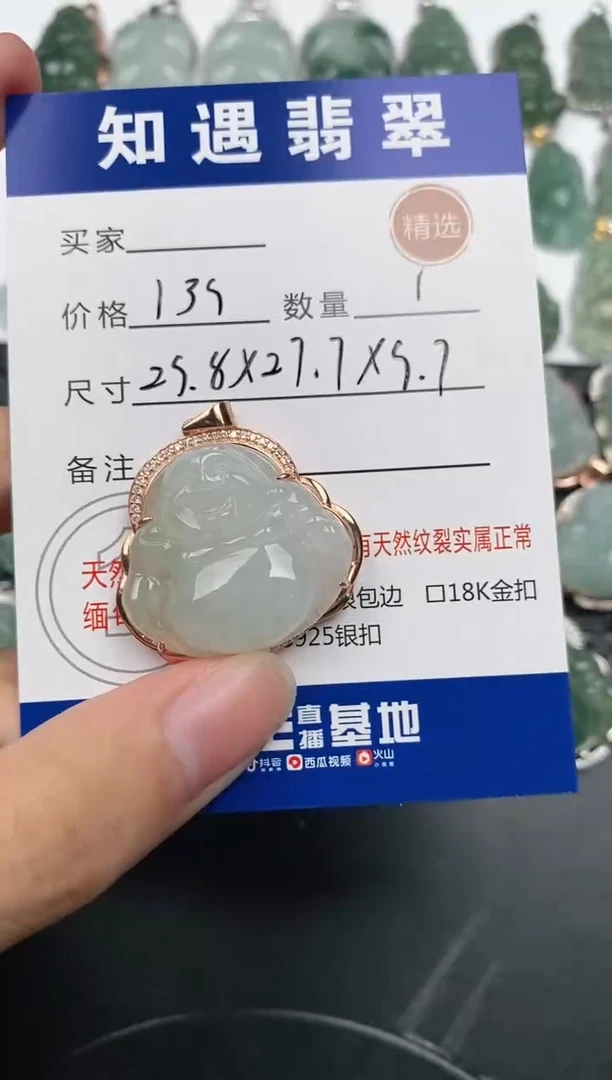 颈饰银S925镶嵌翡翠挂件