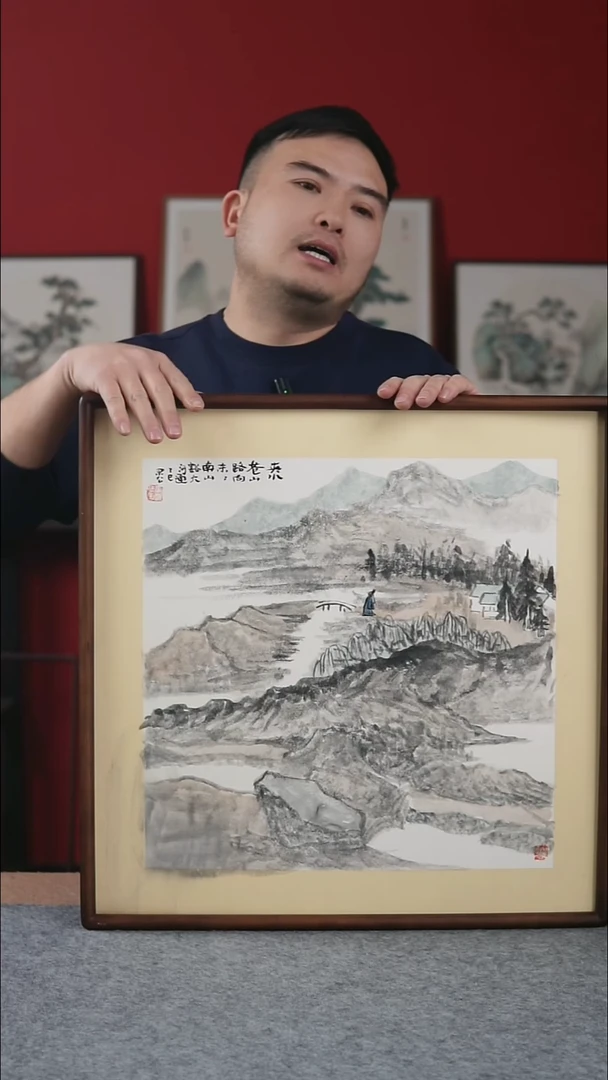 国画纯手写纯手绘-带框尺寸52*52