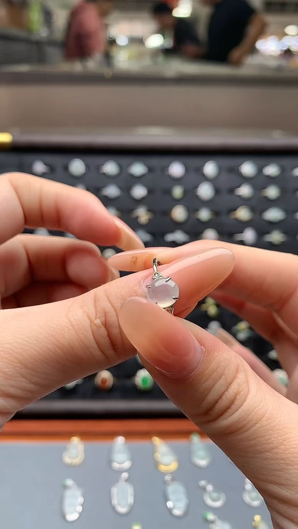 银S925镶嵌戒指翡翠天然缅甸翡翠A货