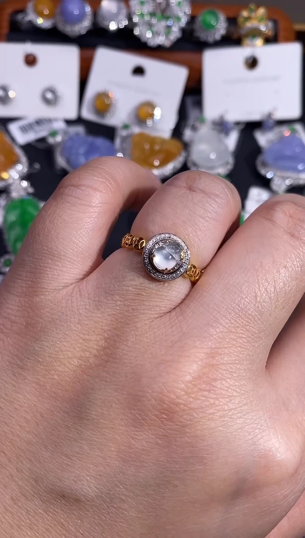 【闪购商品】翡翠戒指18K金镶嵌戒指