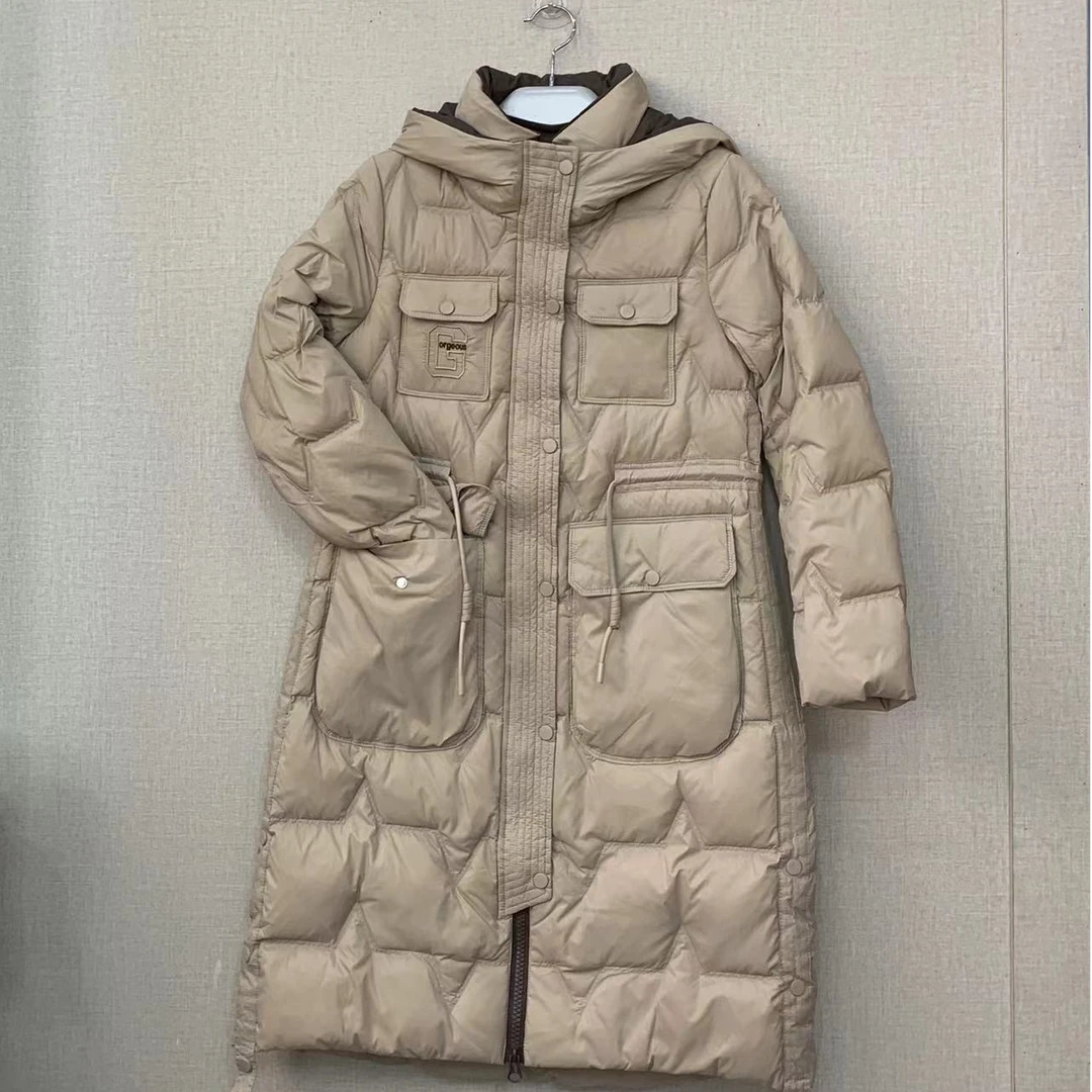 祥好服饰 冬季新款长款百搭连帽棉服 082