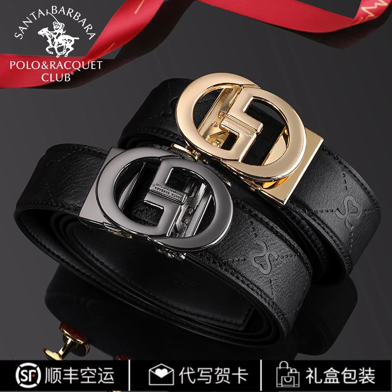 正品圣大保罗男士皮带男款真皮2025新款自动扣高档品牌牛皮腰带男