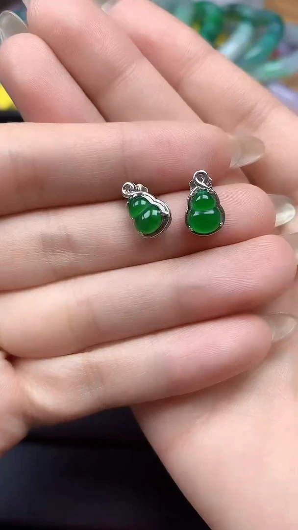 【闪购商品】翡翠耳饰银S925镶嵌耳饰