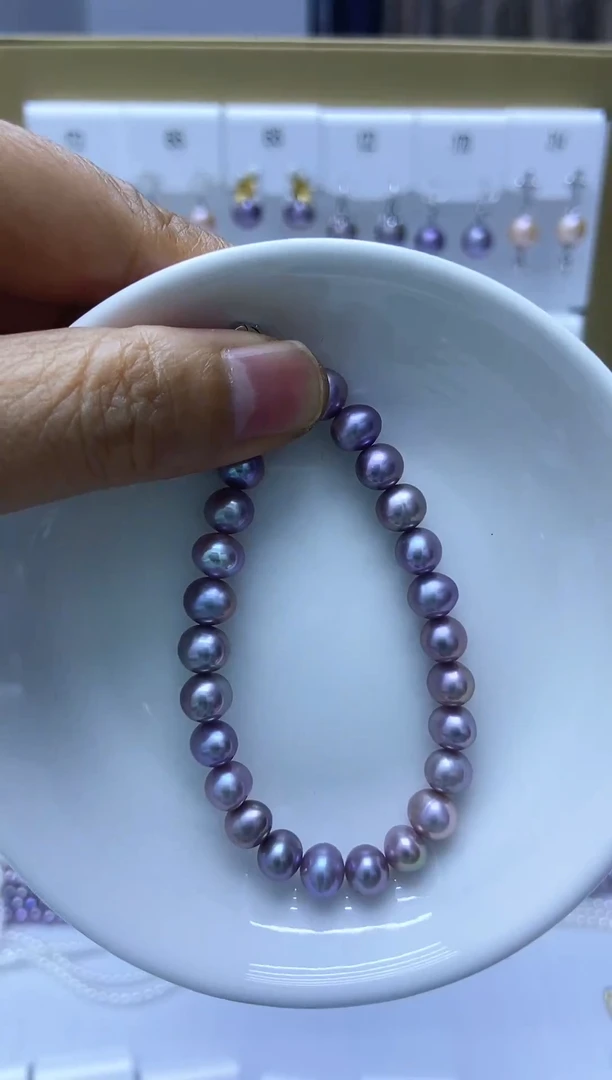 银S925镶嵌手串淡水珍珠无核手串