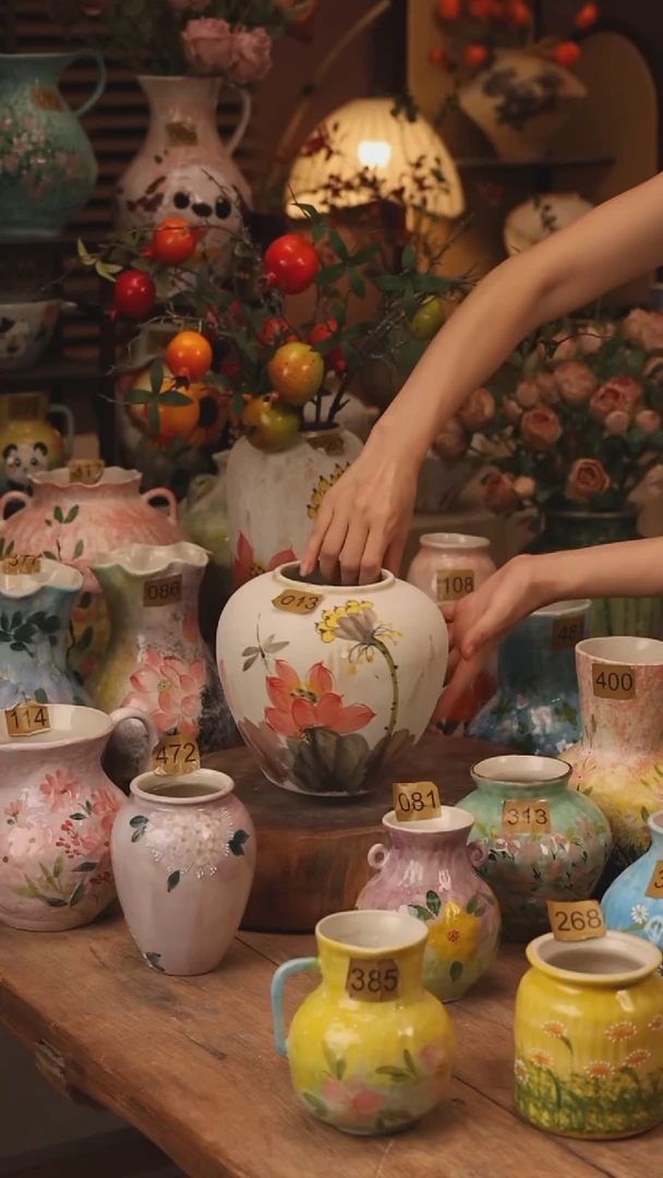 陶瓷013景德镇设计师手作花器摆件侘寂风