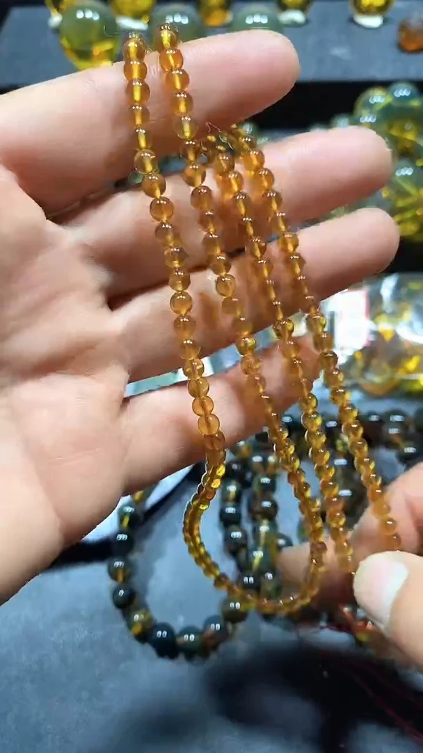 琥珀颈饰未镶嵌天然缅甸琥珀链子4+