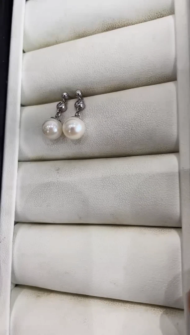 银S925镶嵌耳饰海水珍珠海水Akoya耳饰