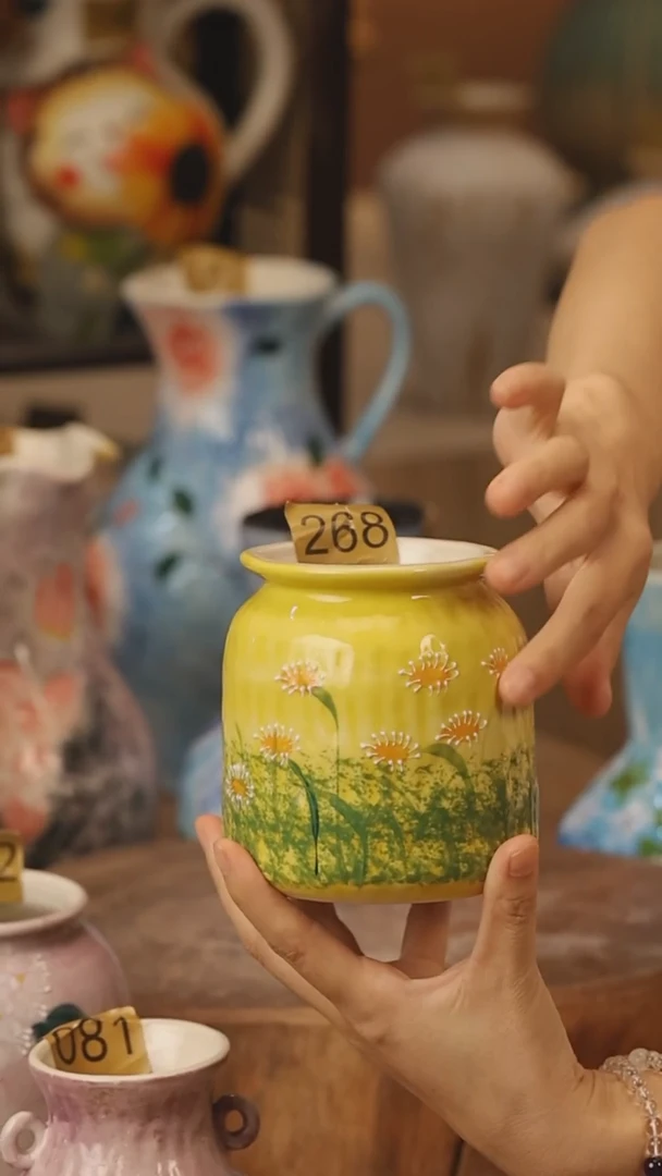 陶瓷268景德镇设计师手作花器摆件侘寂风