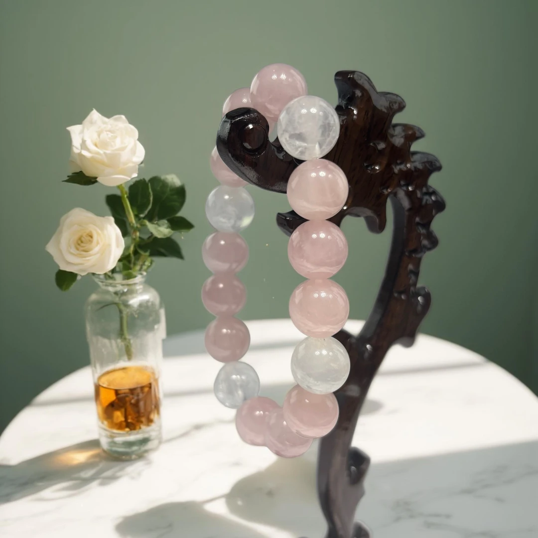 粉水晶与白幽灵手串 W055000131