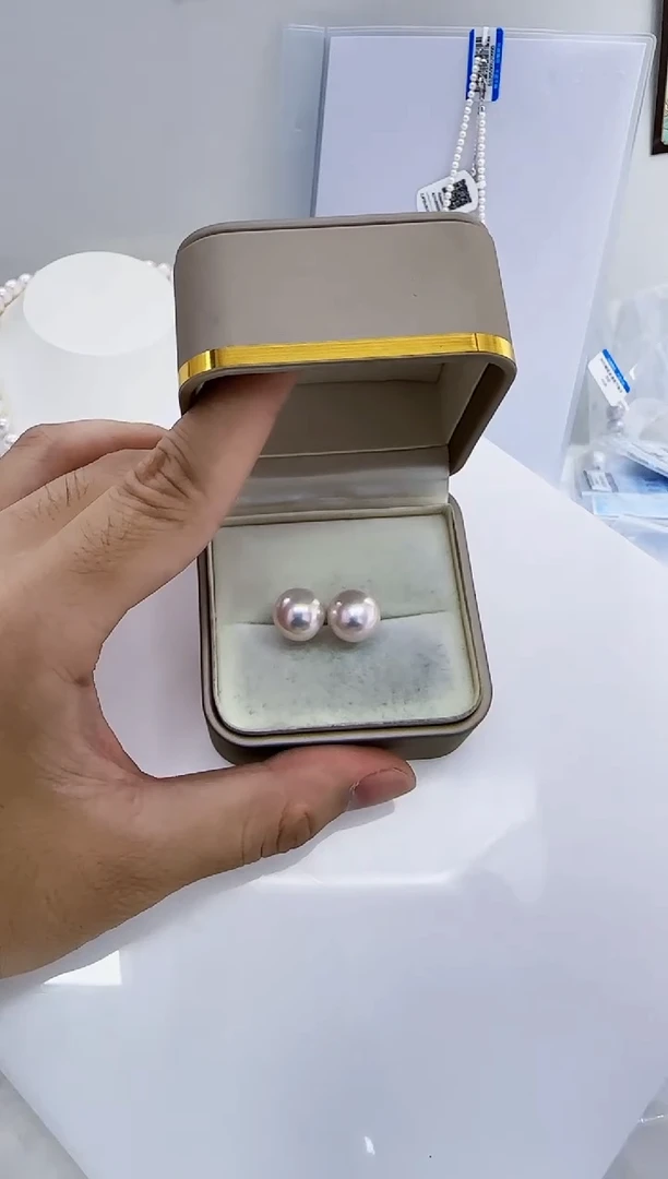 银S925镶嵌淡水珍珠DA珍珠耳饰11-12 a765【亏本】