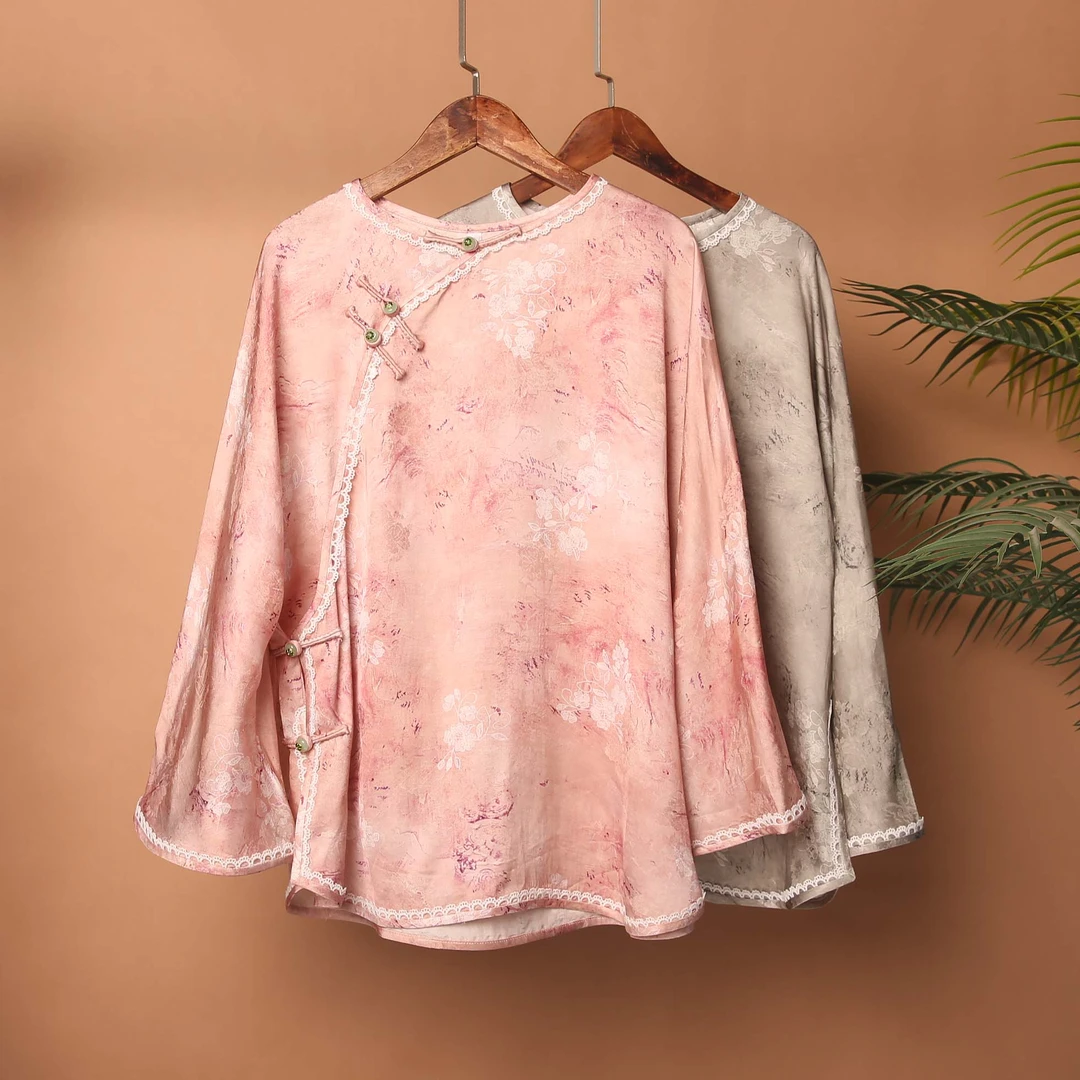 25240素女馆新款民族风新中式上衣蕾丝花边太太服素女馆