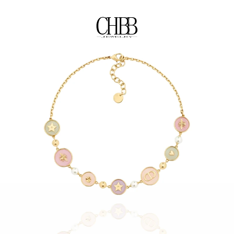 橙画 合金项链 多色圆型 珍珠女款