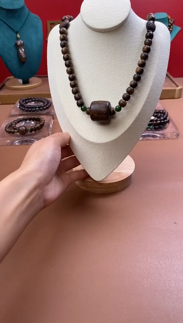 手串沉香木白棋瘿子瘤疤8*9*63颗三圈设计款