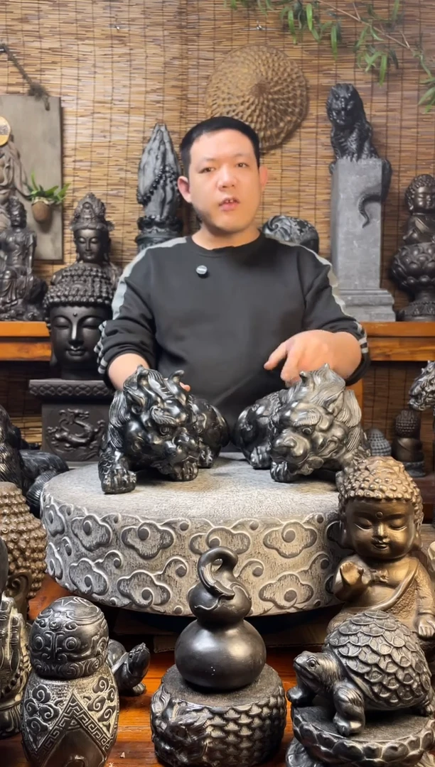 石材40趴貔貅单个天然青石雕刻