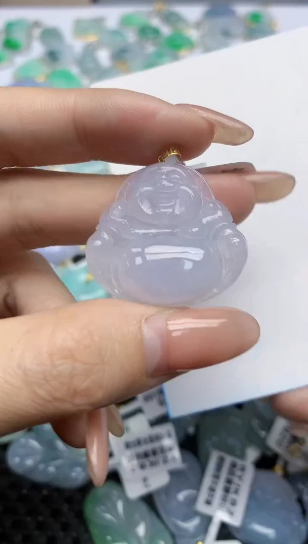 【闪购商品】翡翠挂件18K金镶嵌天然翡翠A货