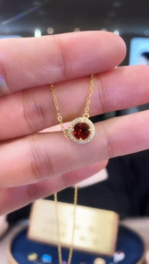 【闪购商品】石榴石项链银S925镶嵌09
