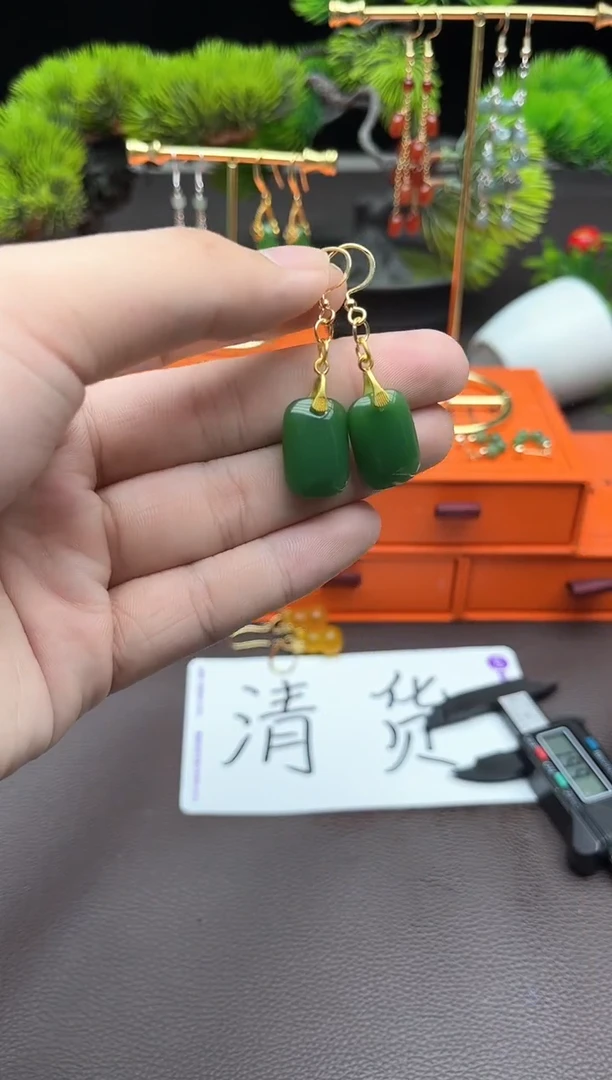 玛瑙/玉髓耳饰银S925镶嵌416