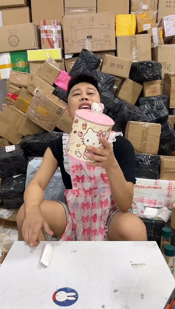 瓷片陶瓷b款粉色kt储物罐