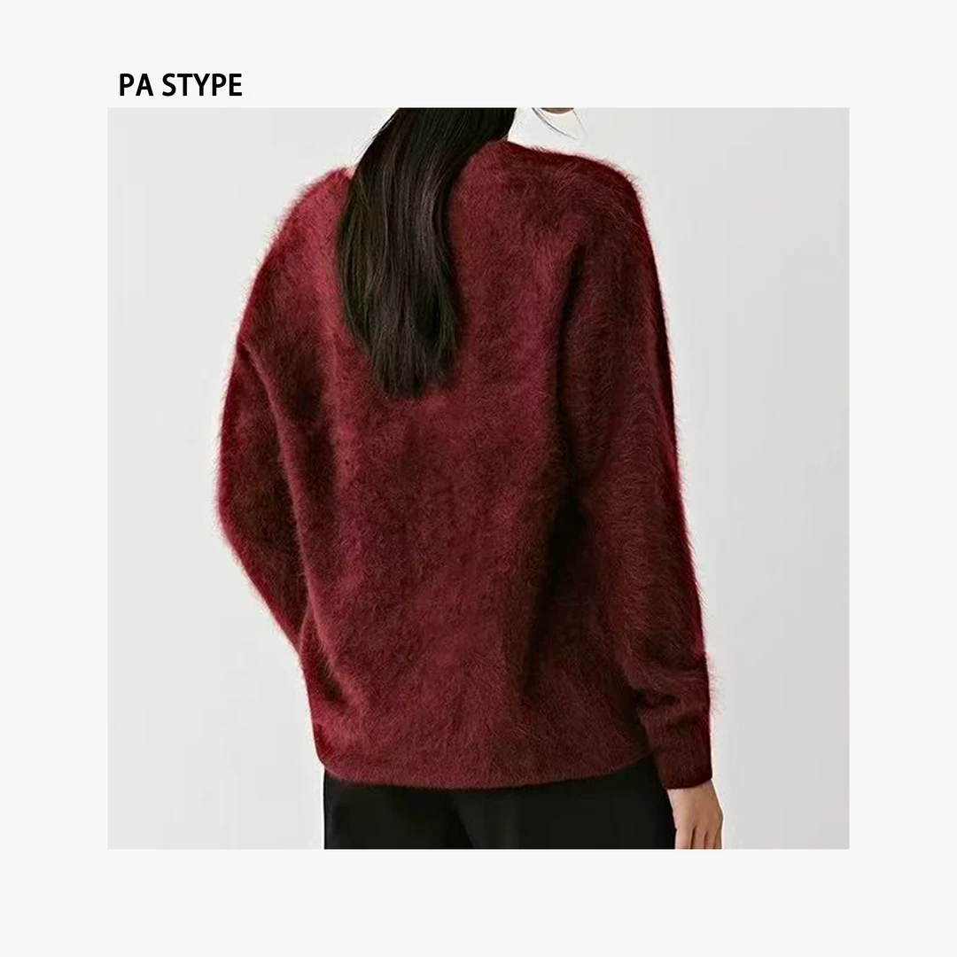 PA STYPE【Aurora】1oo山羊绒V领小拉绒套头针织衫 ZZ-90659