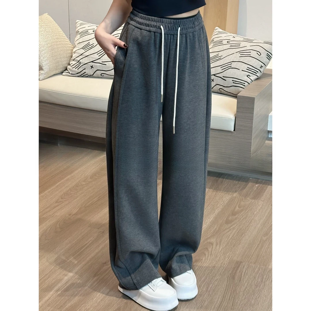 灰色运动裤女2025春秋高腰束脚裤宽松显瘦百搭束脚加绒卫裤潮通勤