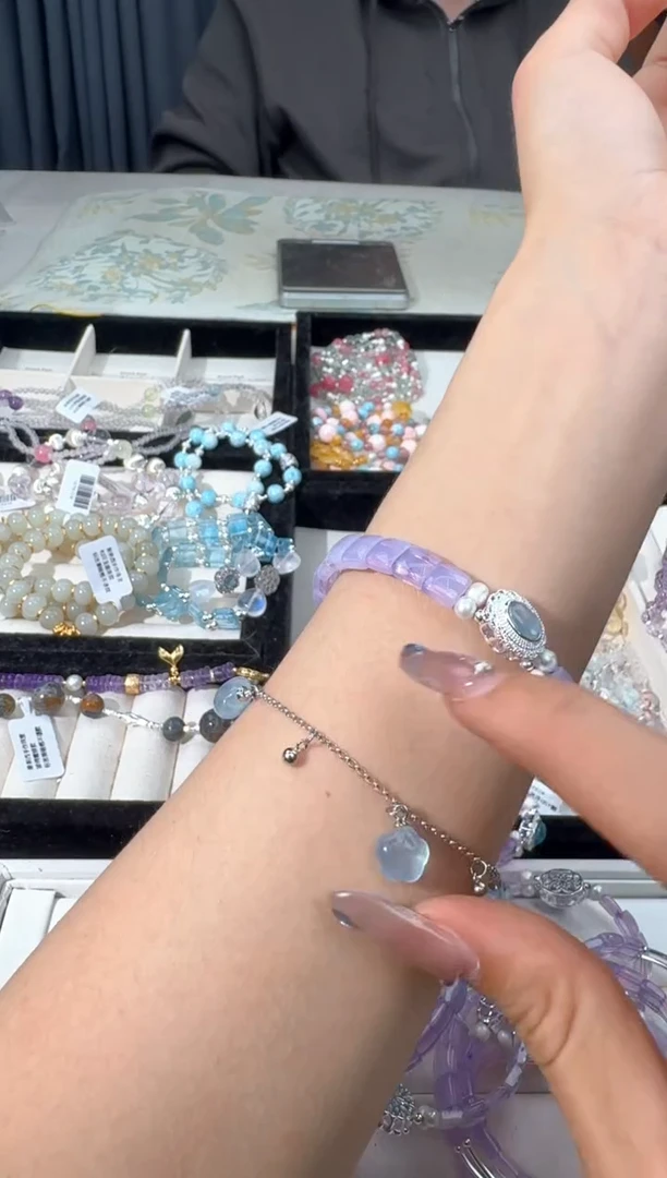 水晶手链未镶嵌M047紫玉晶手牌镶嵌款