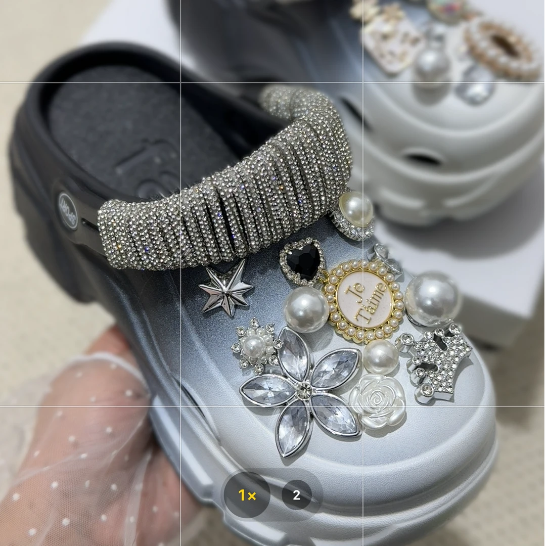 2025厚底7公分EVA 水钻系列高货洞洞鞋 防滑耐穿