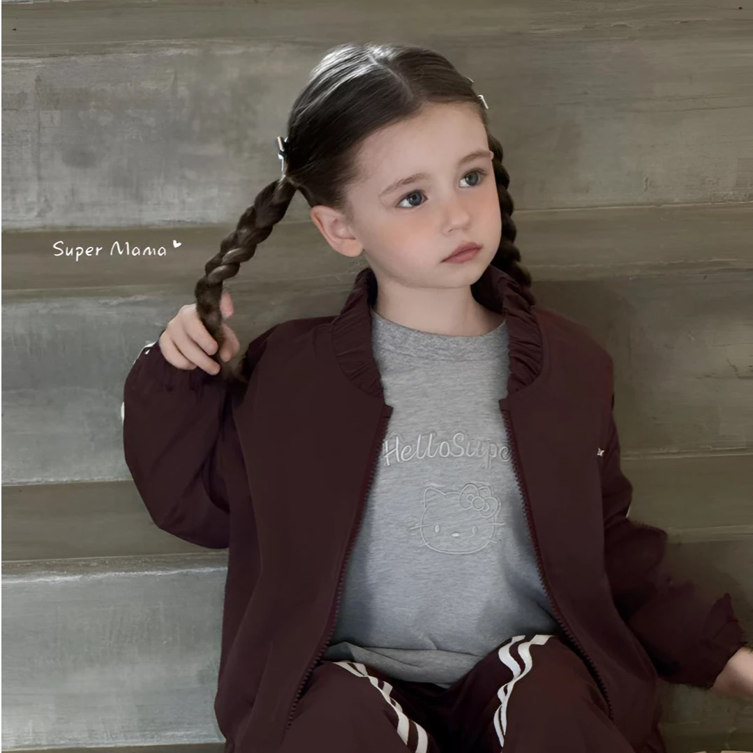 【NO退换】25秋 supermama女童中性运动风套装33099+Kitty上衣33174