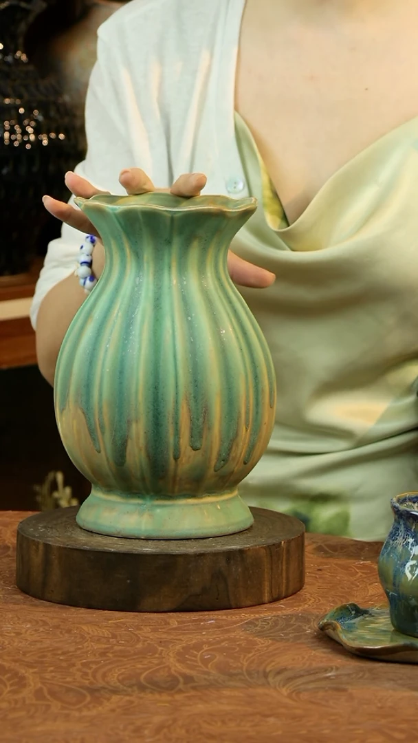 摆件绿野油画系列花器
