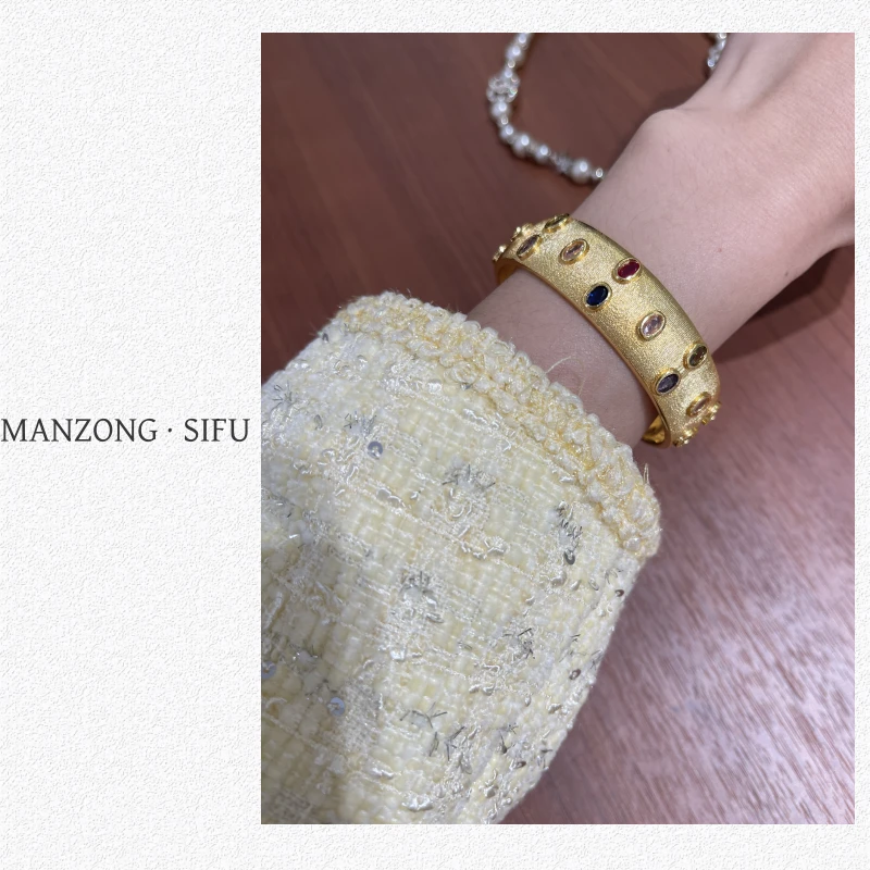 铜合金项链 MANZONG·SIFU「珠光宝气」轻奢复古金色饰品34255