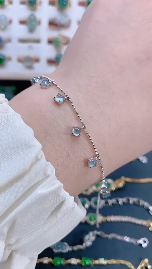 银S925镶嵌手链翡翠天然翡翠