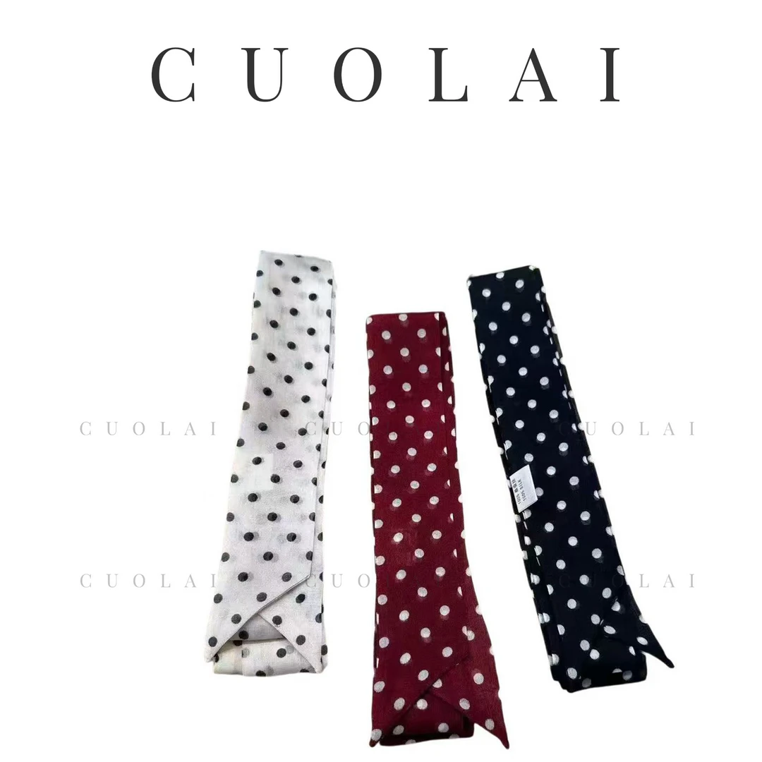 CUOLAI 阔莱SL580经典复古百搭波点桑蚕丝长条丝巾