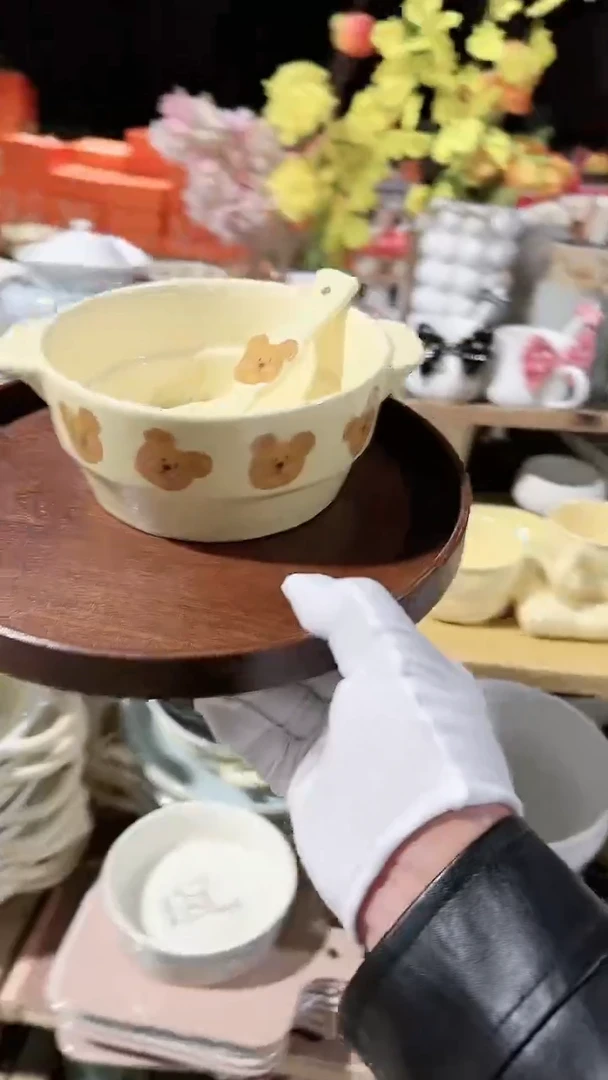 【闪购商品】瓷片2件套 大号双耳和勺子 微瑕