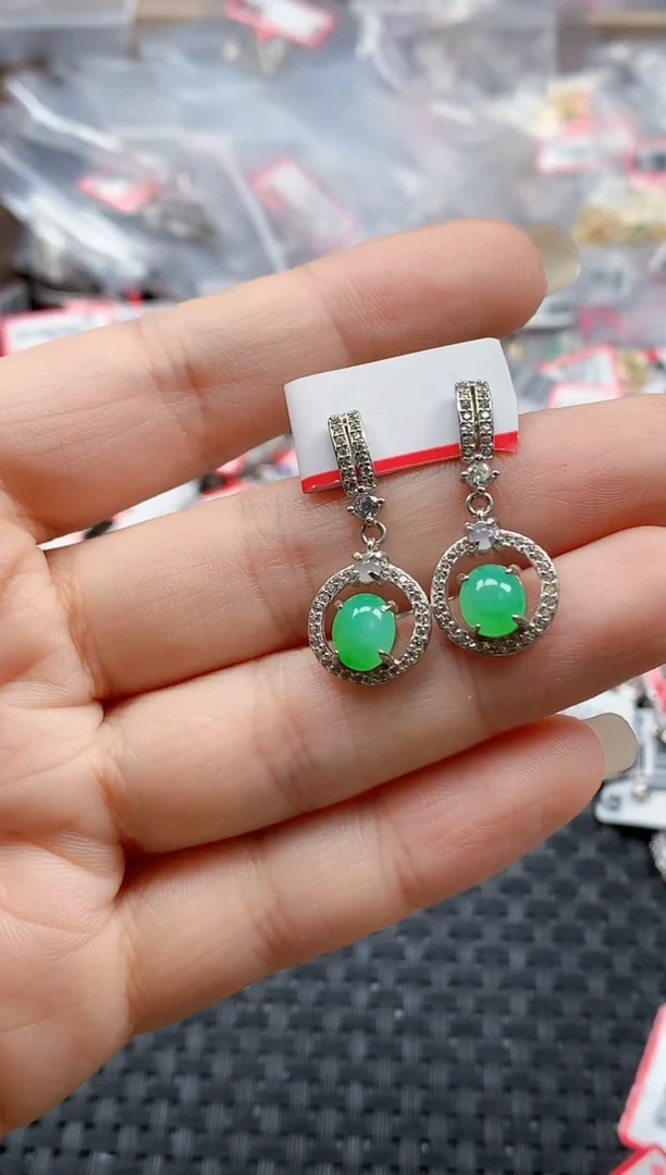 银S925镶嵌戒指翡翠天然A货缅甸翡翠