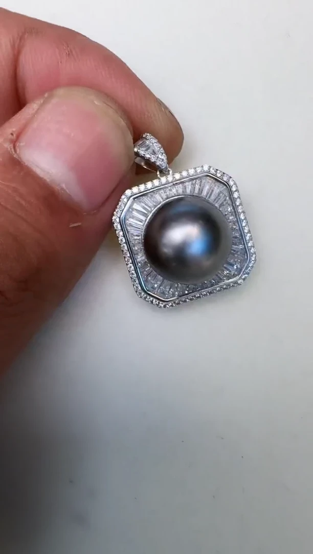 海水珍珠银S925镶嵌颈饰吊坠